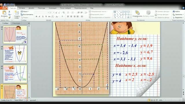 Алгебра 7 класс 16 неделя Функция у=х^2 и ее график смотреть онлайн
