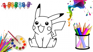 Как нарисовать милого Пикачу. Мультик раскраска. Простые рисунки. Раскраски для малышей