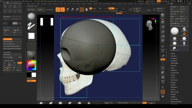 45 Zbrush Imageplanes and starting to block it out - Creating the Skull смотреть онлайн
