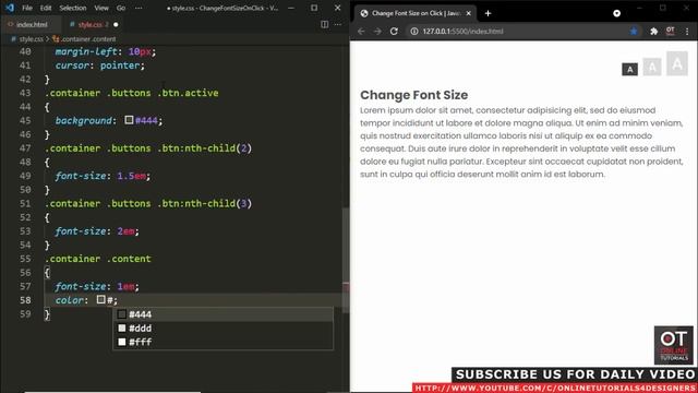 Click Button to Change Font-size using Javascript | Increase Decrease Font Size on Website смотреть онлайн