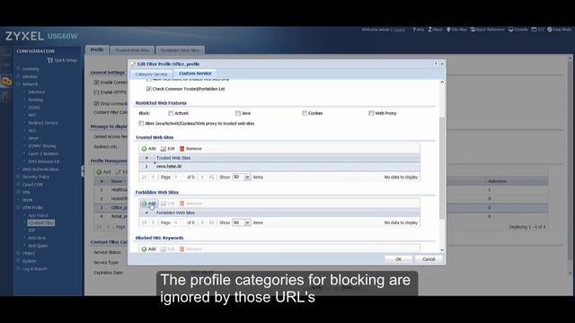 Zyxel USG Series - Content Filter - Trusted and Forbidden Websites смотреть онлайн