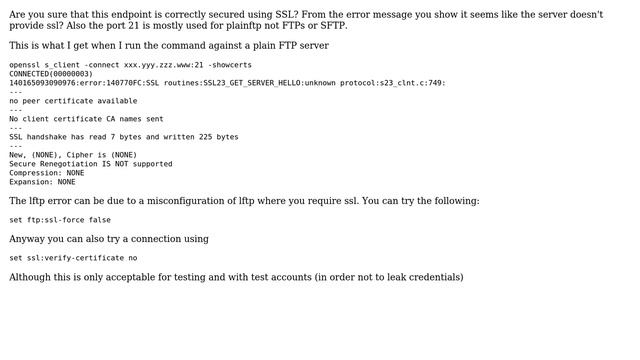 Save certificate to use with lftp (5 Solutions!!) смотреть онлайн