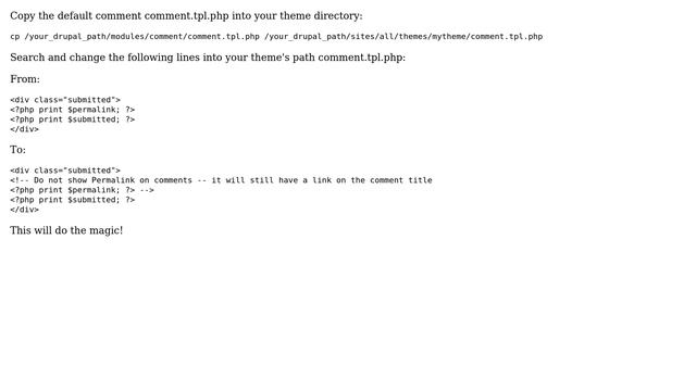 Drupal: How do you remove or hide the 'Permalink' in comments? (4 Solutions!!) смотреть онлайн