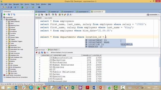 17 Selection, WHERE / SQL для начинающих с нуля до сертификата Oracle смотреть онлайн