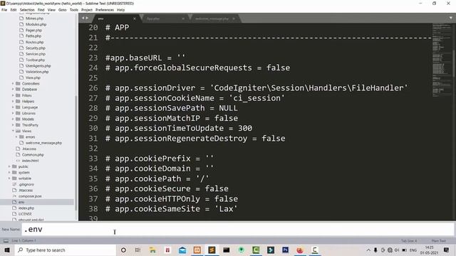 .Env file configurations in codeigniter 4 | Codeigniter 4 Tutorials part 4 смотреть онлайн