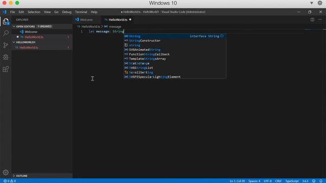 TypeScript tutorials Hello world program смотреть онлайн