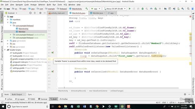 Android App Development 2 - FireBase Tutorial - Part 3: Retrieving One Record смотреть онлайн