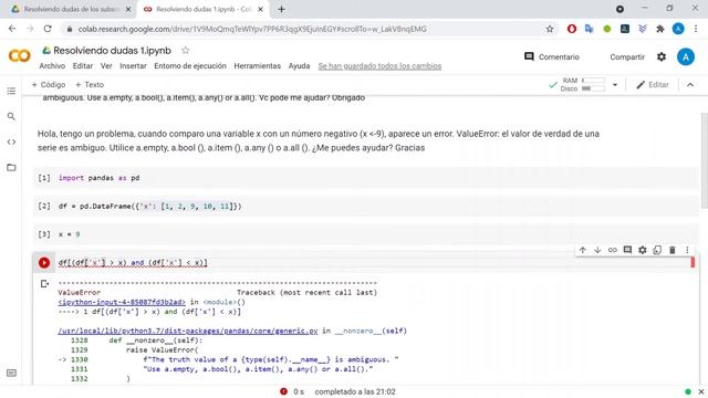¿Cómo solucionar "ValueError: the truth value of a series is ambiguous." en Python? смотреть онлайн