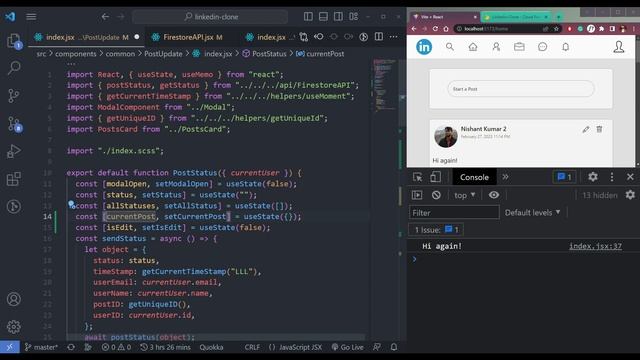 Build a Linkedin Clone using React and Firebase - Updating and Deleting Posts смотреть онлайн