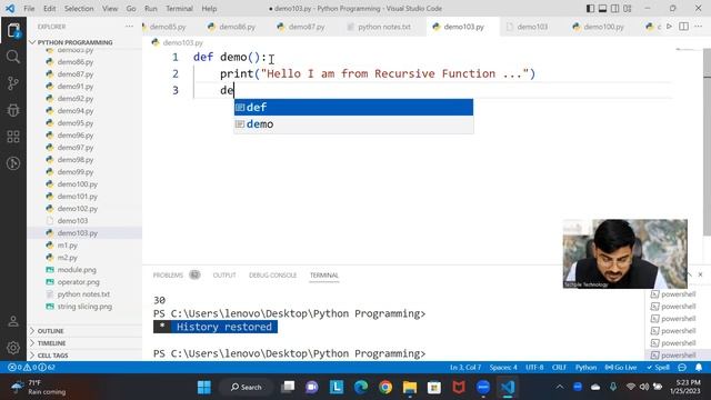Recursion in python , Recursive function in python | #22 смотреть онлайн