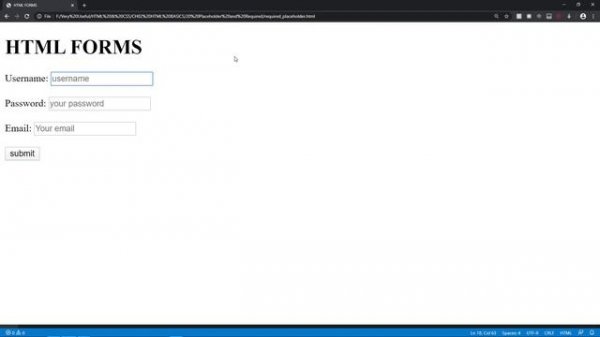 HTML Form : Placeholder and Required (Tutorial 20)