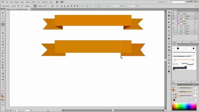 Adobe Illustrator Tutorial - How to make a Ribbon Banner in 4 different ways смотреть онлайн