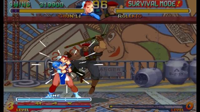 Street Fighter Alpha 2(Zero 2) Chun Li Survival Mode Expert difficulty no death playthrough смотреть онлайн