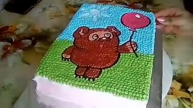 Торт "Винни Пух", украшен БЗК кремом смотреть онлайн