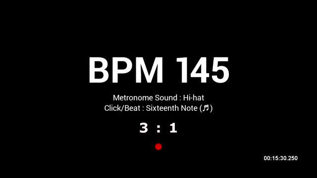 Metronome BPM 145 / Hi-hat / 16th (Closed) смотреть онлайн