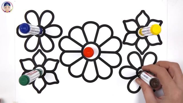 ( Flowers ) Big Daisy  Marker Pen Coloring Pages / Akn Kids House