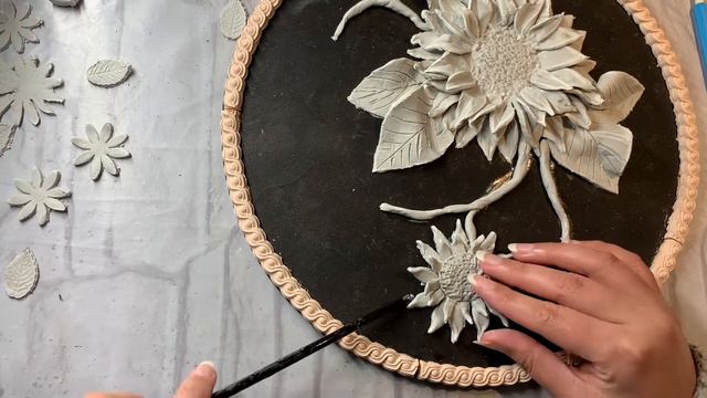 3D Clay painting.How to make 3D mural sunflower.3D floral clay art.DIY Sunflower art.DIY clay art. смотреть онлайн
