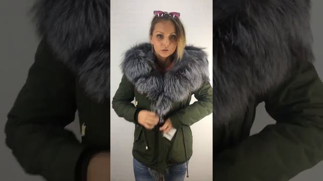 Парка на меху 70 см цвета ХАКИ с чернобуркой! смотреть онлайн