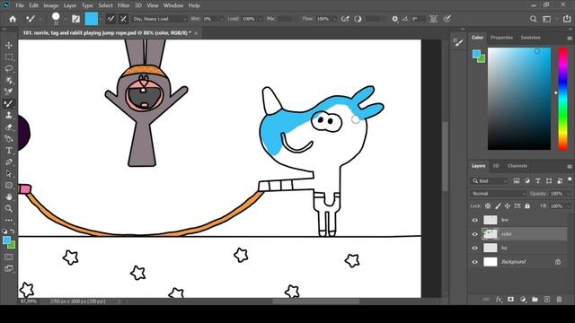Norrie and tag playing jump rope with rabbit - hey duggee fanmade coloring story смотреть онлайн