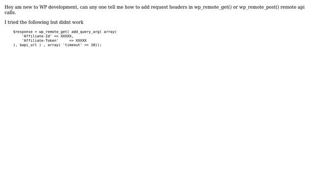 Wordpress: How to add Request header in WordPress remote api calls? смотреть онлайн