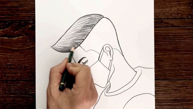 Kolay Maskeli Erkek Çizimi Resmi - Çok Kolay Karakalem Çizimleri - Çizim Mektebi Maskeli Erkek Çizi