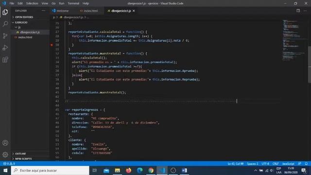 Ejercicio en Visual Studio Code utilizando Object, Json y JavaScript смотреть онлайн