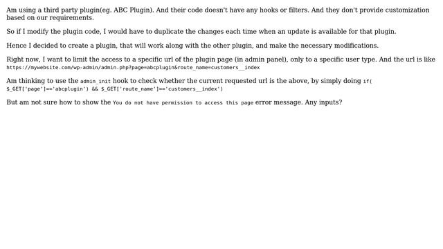 Wordpress: Prevent third party plugin's admin page access based on user type смотреть онлайн