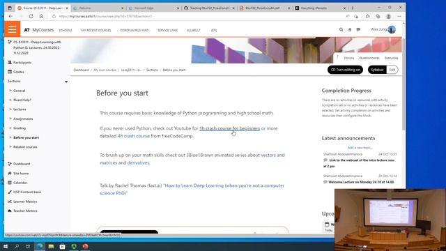 Deep Learning with Python '22 - Course Practicalities смотреть онлайн