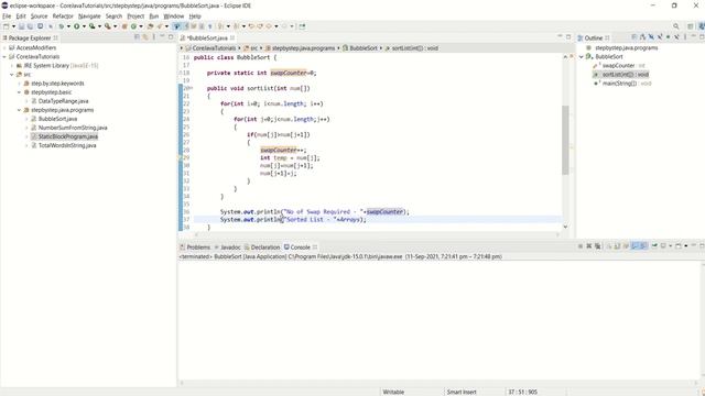Core Java - Program for sorting the array with Bubble Sort algorithm смотреть онлайн