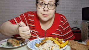 Картошка по-деревенски, Скумбрия, Маринованная Капуста/Мукбанг