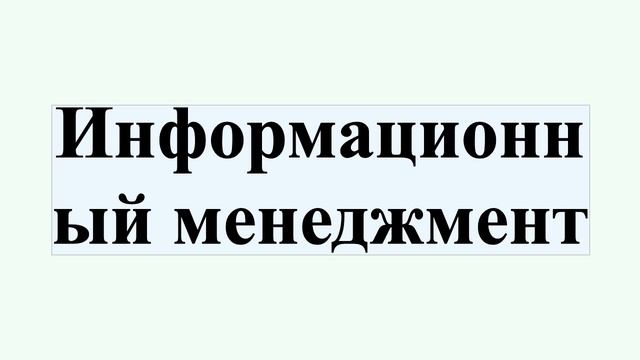 Информационный менеджмент смотреть онлайн