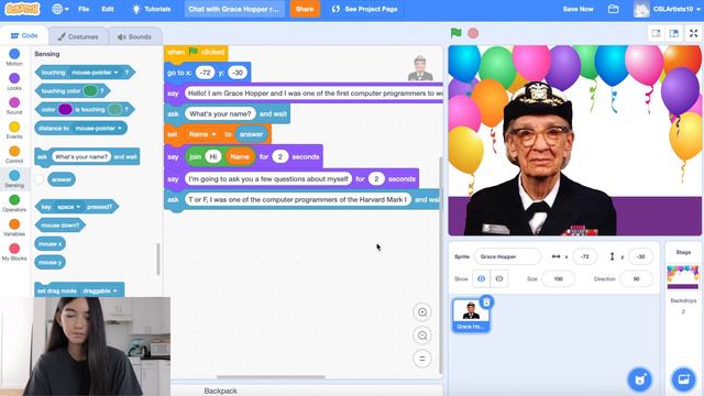 Make a Grace Hopper Chat Bot // HOUR OF CODE [5 Min Tutorial] смотреть онлайн