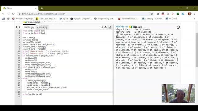 Handling A Draw in War Card Game Python Video 3 смотреть онлайн