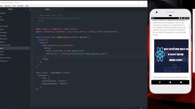 React Native open website URL in default browser Android Example смотреть онлайн