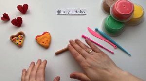 Лепим кусочек «Пиццы» Валентинка. Лепка из воздушного пластилина.