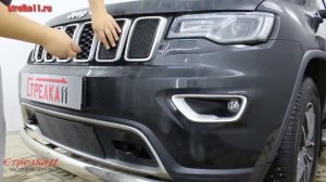 Защита радиатора PREMIUM - JEEP GRAND CHEROKEE IV рестайлинг-2 2018г.в. (Черный) - strelka11.ru