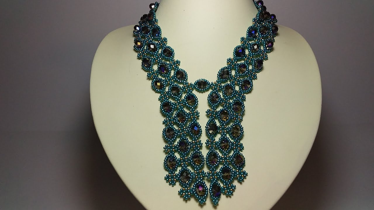 Бисероплетение. Мастер класс.   Украшение из бисера. Колье. Сережки. 2  часть. Пошаговый МК.