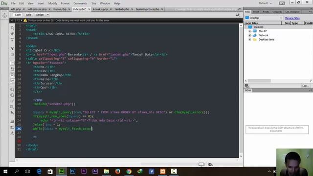 C R U D di PHP + HTML menggunakan Adobe Dreamweaver смотреть онлайн