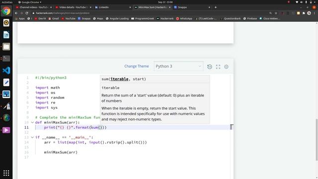 #8 Mini-Max Sum [ One Liner ] | Hackerrank Algorithms Solution смотреть онлайн