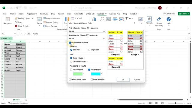 Find And Highlight The Duplicates Or Matching Values In Two Columns With Kutools For Excel смотреть онлайн