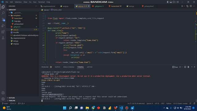 400 Bad Request: The browser (or proxy) sent a request that this server could not understand. Flask смотреть онлайн