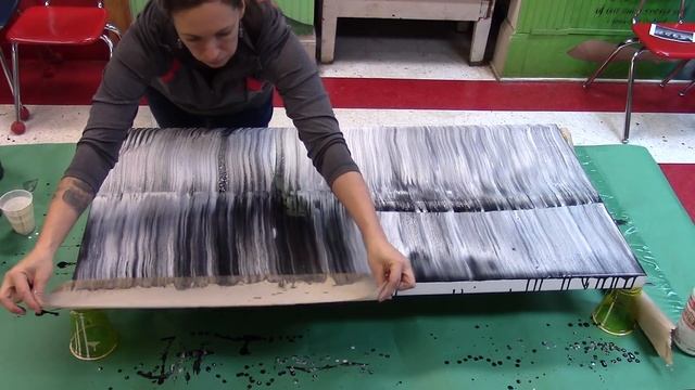 ?Acrylic Pour Painting PART 1 Of 2- Swipe Technique Demonstration - HUGE 24 X 48 Canvas (SOLD)?
