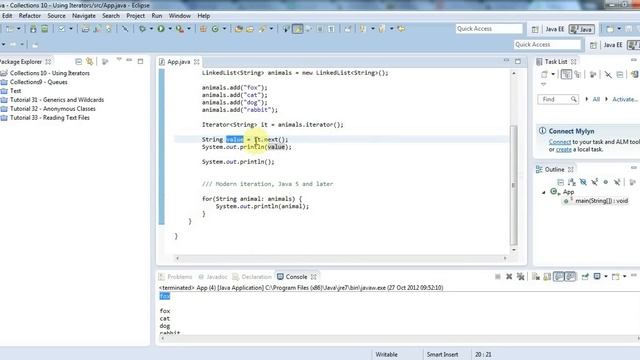Using Iterators: Java Collections Framework Tutorial Part 10 смотреть онлайн