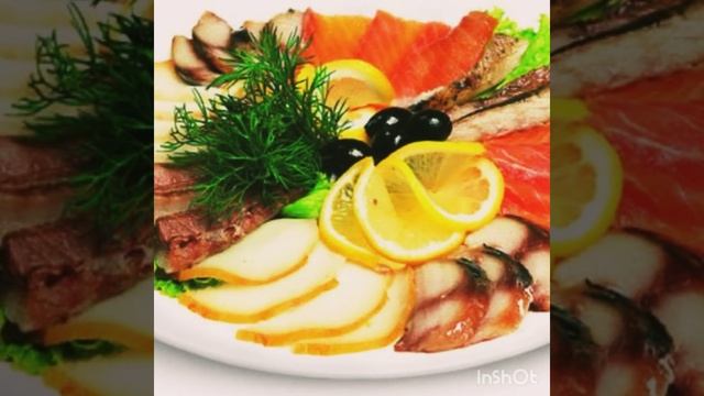 Рыбная нарезка.Красивая нарезка рыбы на тарелке. Праздничное оформление нарезки смотреть онлайн
