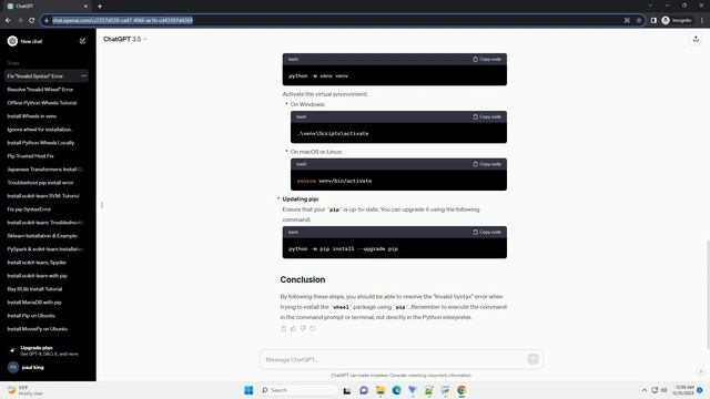Pip Install Wheel Invalid Syntax