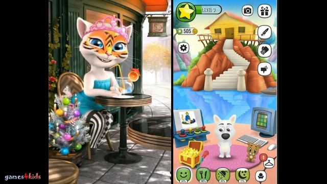 My Talking cat Angela in Paris + My Talking Dog Virtual Pet | best mobile games 2017 HD смотреть онлайн
