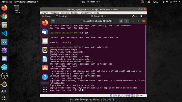 Instalando o git no Ubuntu 20 04LTS смотреть онлайн