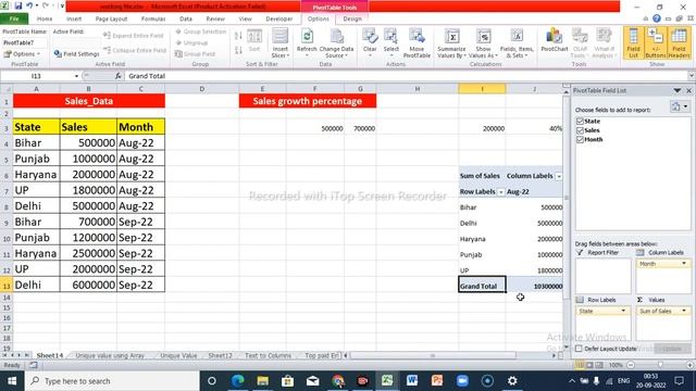 How to show Growth percentage in Pivot table | Pivot table sales growth percentage |Hindi| смотреть онлайн