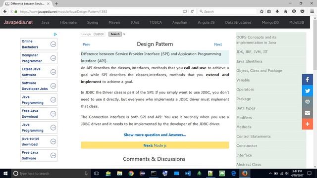 Difference Service Provider Interface (SPI) and Application Programming (API).
| javapedia.net смотреть онлайн