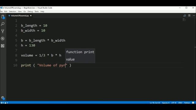 volume of pyramid in python ? смотреть онлайн